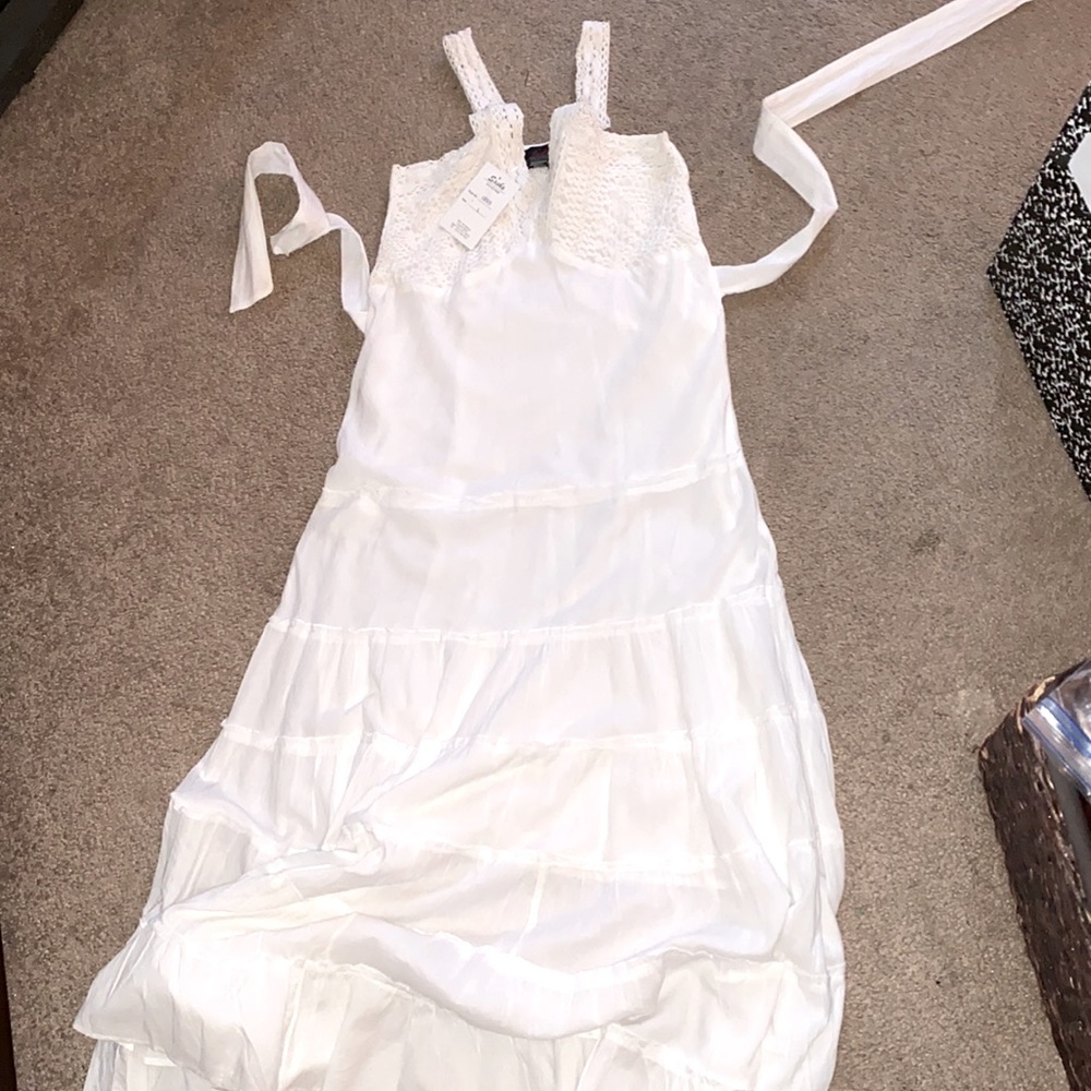 White Long Strapless Summer Dress